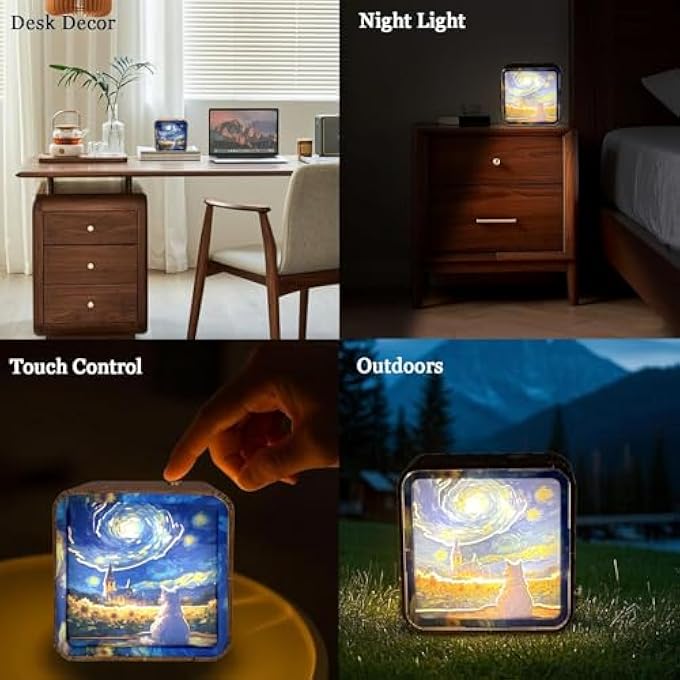 DIY 3D WOODEN PUZZLE NIGHTLIGHT LAMP WITH USB RECHARGEABLE BATTERY, CREATIVE CRAFT KIT AND INTERACTIVE ART LIGHT FOR ADULTS, UNIQUE STAR CAT GIFT FOR BIRTHDAY, ANNIVERSARY, FAMILY FUN - Image 3